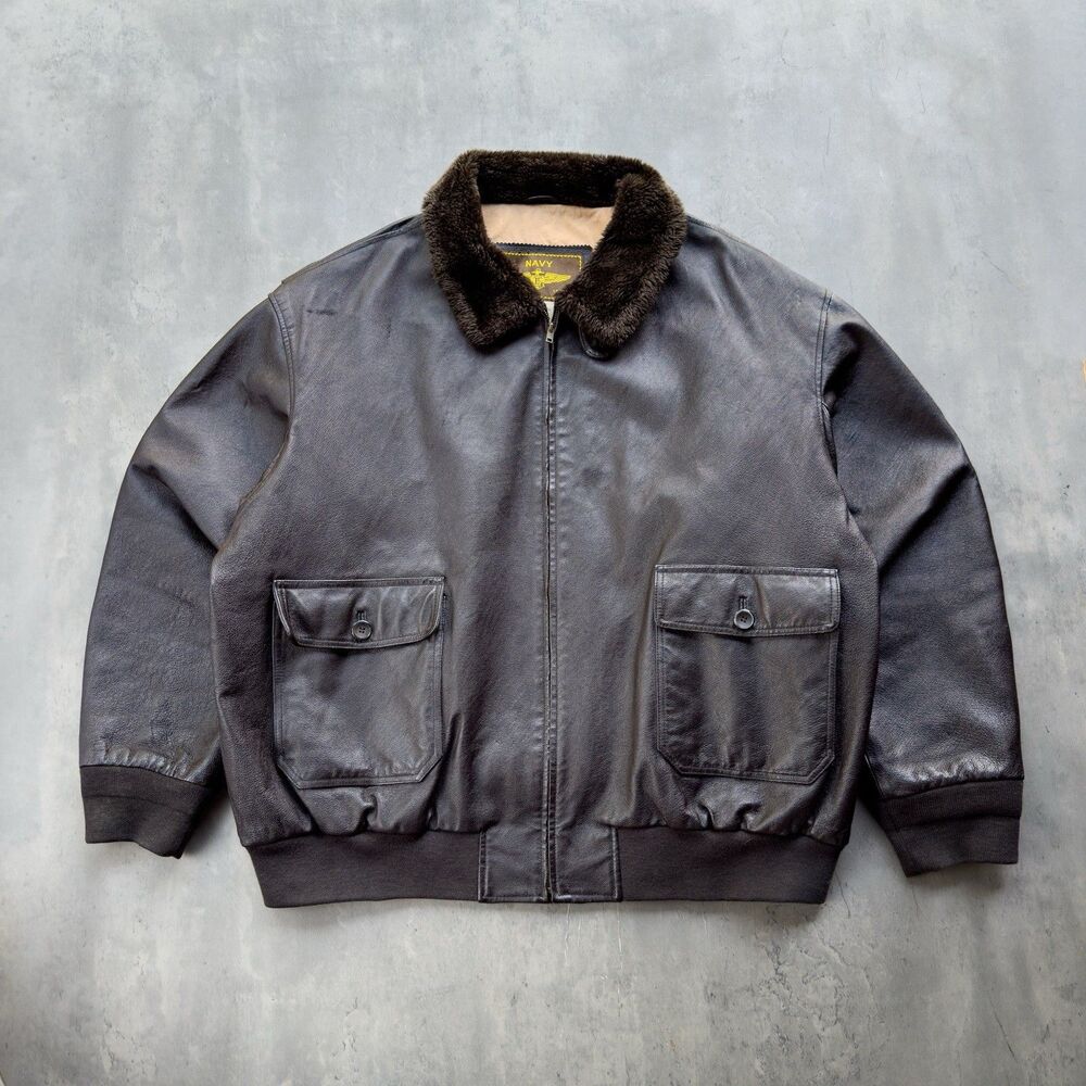 Navy Landing Leathers G-1 Flight Bomber Jacket Men 3XL Tall Brown Leather